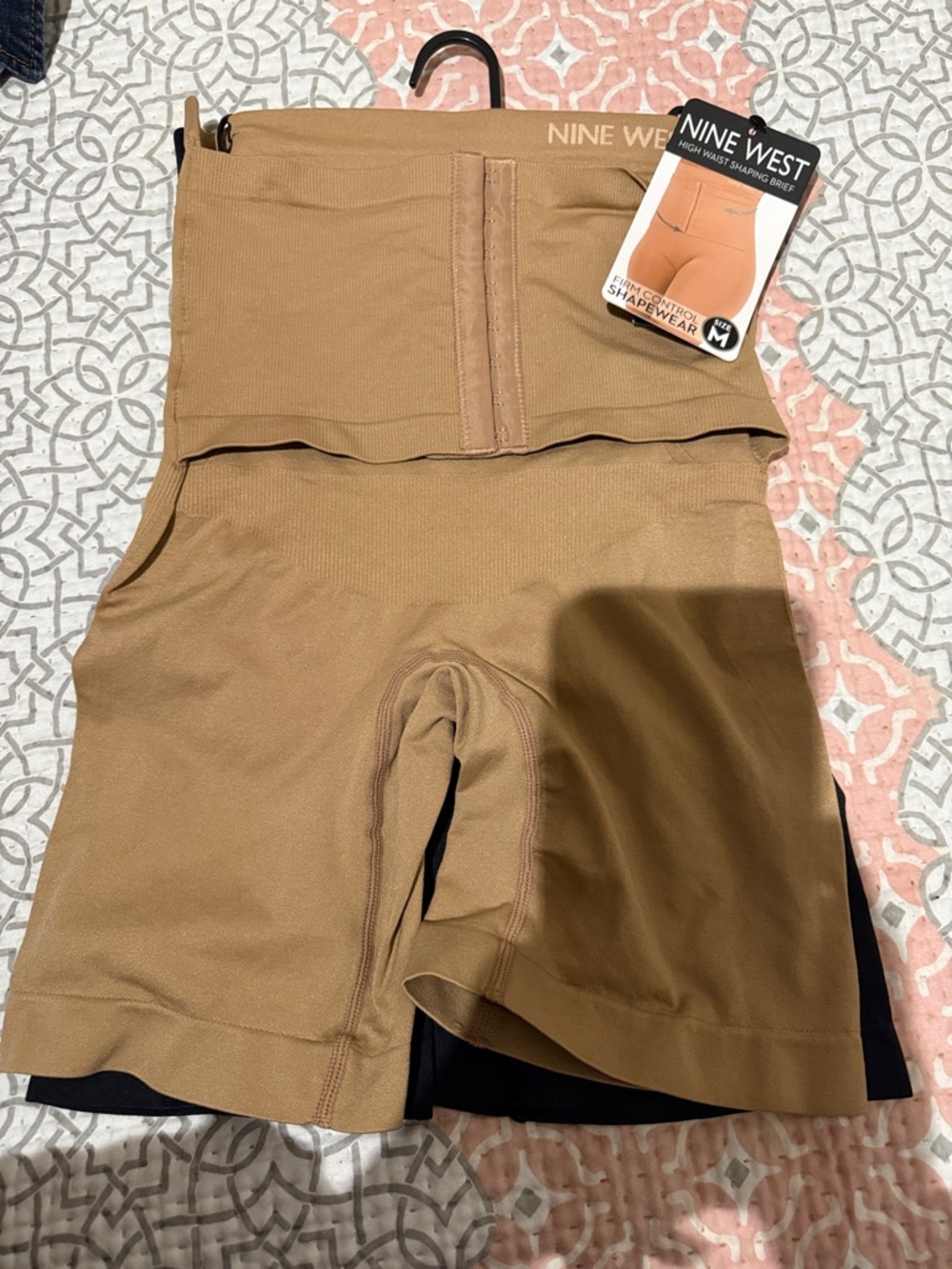 Nine West Tan High-Waist Shaping Shorts
